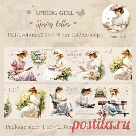 JIANWU, 60 мм * 200 см, Весенняя серия для девочек, винтажный декоративный материал с цветами и персонажами, лента для домашних животных, креативный журнал «сделай сам», коллаж, канцелярские принадлежности | AliExpress