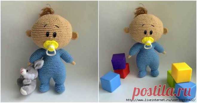 Пупс крючком. Baby with dummy by Mariya Kozlova.