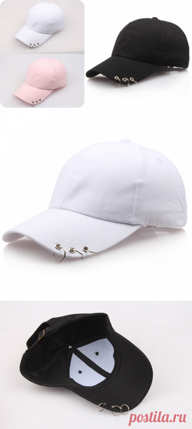 Кепка унисекс летняя хлопковая однотонная с пирсингом на козырьке - Аксессуары для одежды / СЮРПРАЙЗ