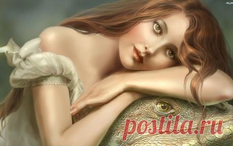 Картинки девушка, дракон на рабочий стол » Красивые