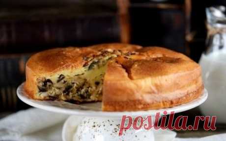 Заливной пирог с курицей и грибами