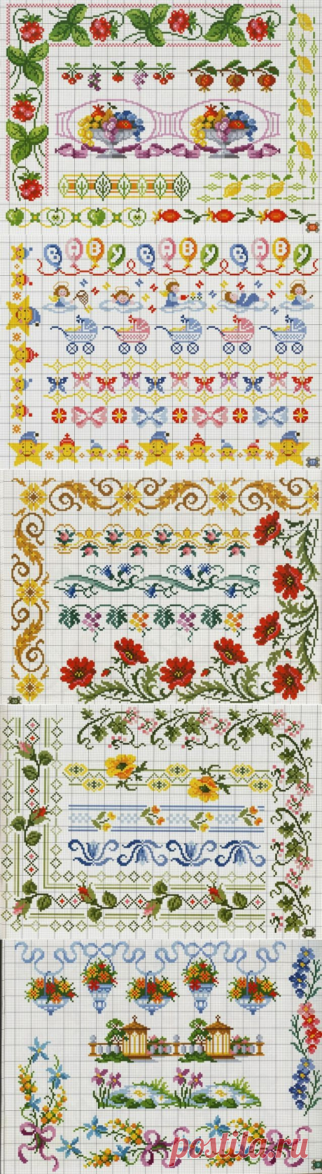Схемы вышивки крестиком. Бордюры, уголки. Часть 2 / Вышивка / Схемы вышивки крестом
