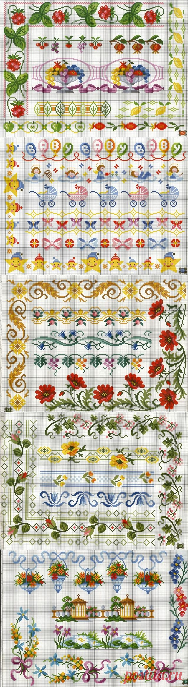Схемы вышивки крестиком. Бордюры, уголки. Часть 2 / Вышивка / Схемы вышивки крестом
