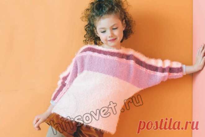 Вязание пуловера для девочки с рукавами летучая мышь - Хитсовет