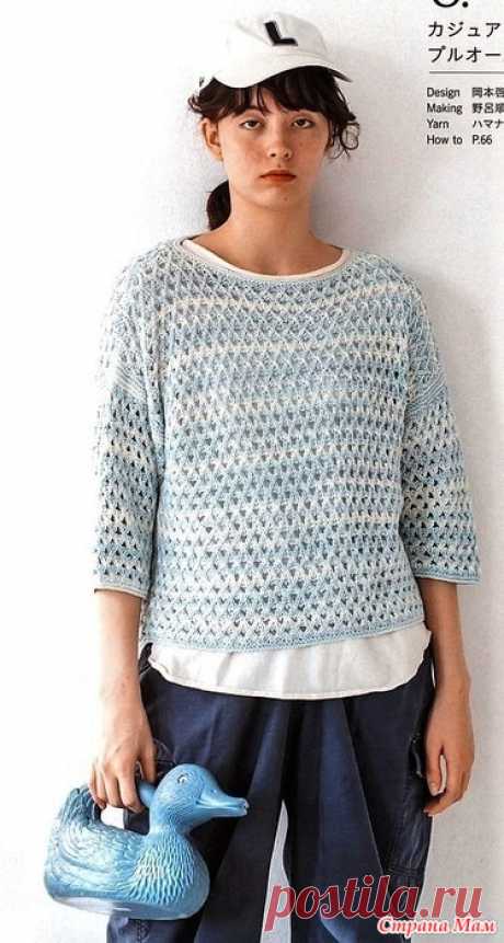 Джемпер с удлиненной спинкой и вафельным узором. Спицы. Asahi Summer Knits and Accessories /2020/