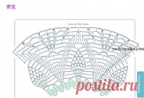 Кофточка с круглой кокеткой схемы. Нарядная кофточка с ажурной кокеткой.
