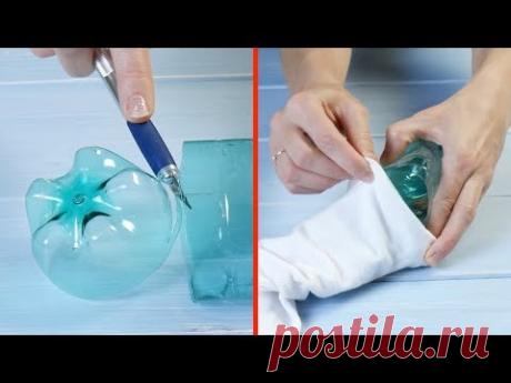 Режем бутылку пополам и надеваем на нее носок. Дети будут в восторге!