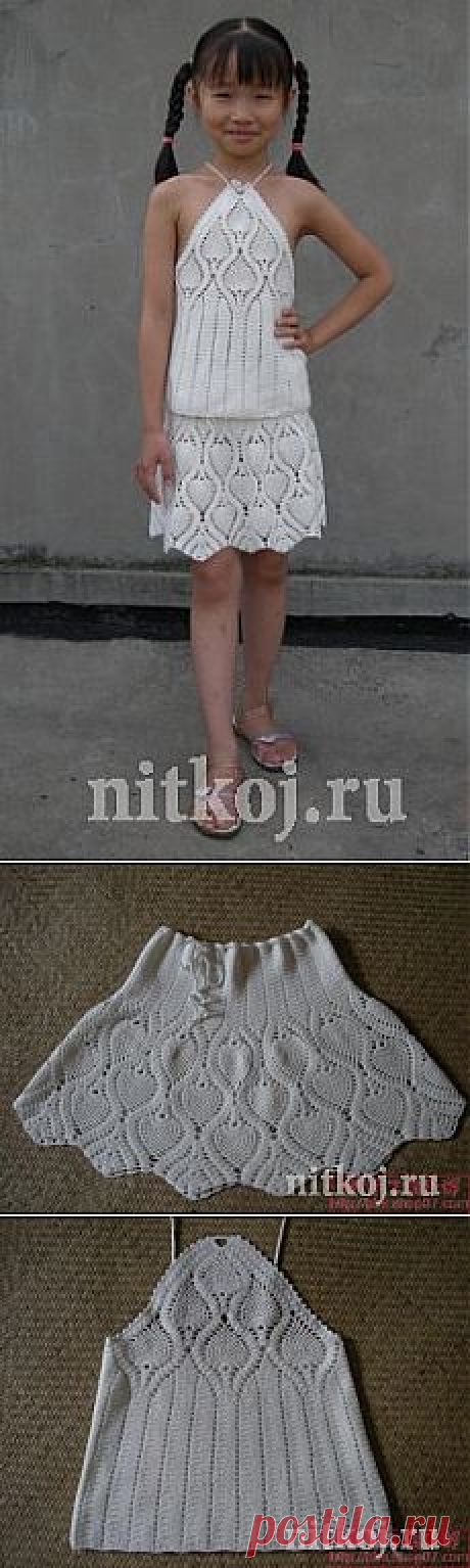 Топ и юбочка для девочки крючком.