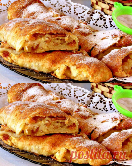 Яблочный рулет из творожного теста
