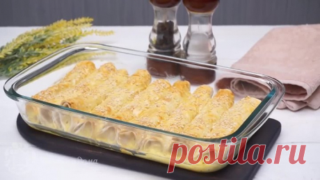Шикарный Ужин и никакого замеса теста! Рулетики с курицей в духовке