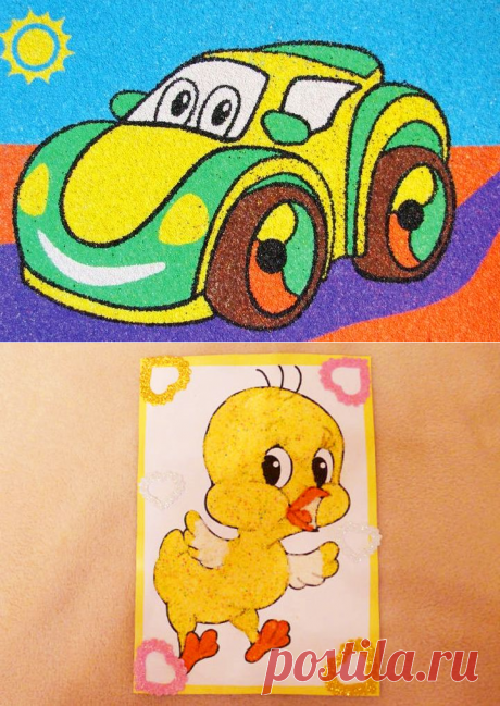 Нетрадиционное рисование: цветной песок из манки | 33 Поделки