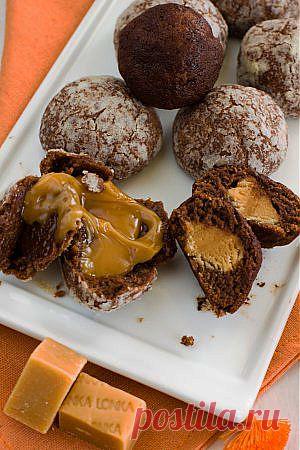 Шоколадное печенье с карамелью - кулинарный рецепт