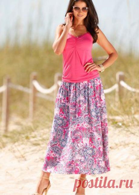 Макси-юбка темно-синий с рисунком - Для женщин - BODYFLIRT - bonprix.kz