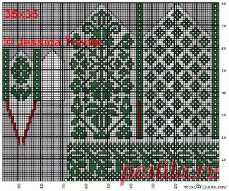 Вязание варежек с рисунком спицами 33 схемы