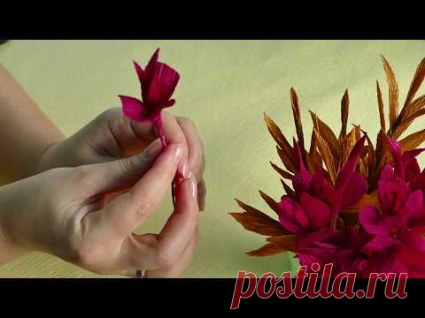 Маленькие цветы для букета.И простые веточки к ним.Цветы из гофрированной бумаги.Своими руками.