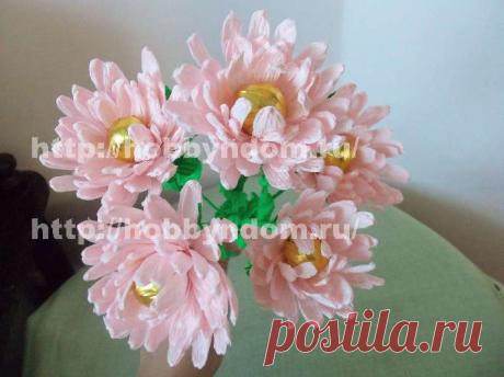МК. Кустовая хризантема для букета из конфет.