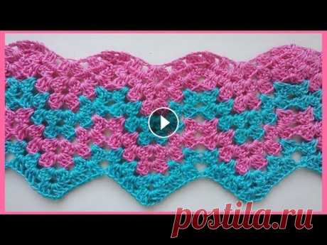 Зигзаг крючком / Zig Zag, Crochet Chevron Узор &quot;Зигзаг по рисунку бабушкиного квадрата&quot; - несложно, оригинально, доступно. Узор удобно вязать по кругу. Схема есть в видео, а также на...