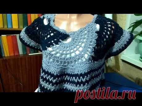 Круглая кокетка крючком - основа для вязания пончо, жилета или джемпера