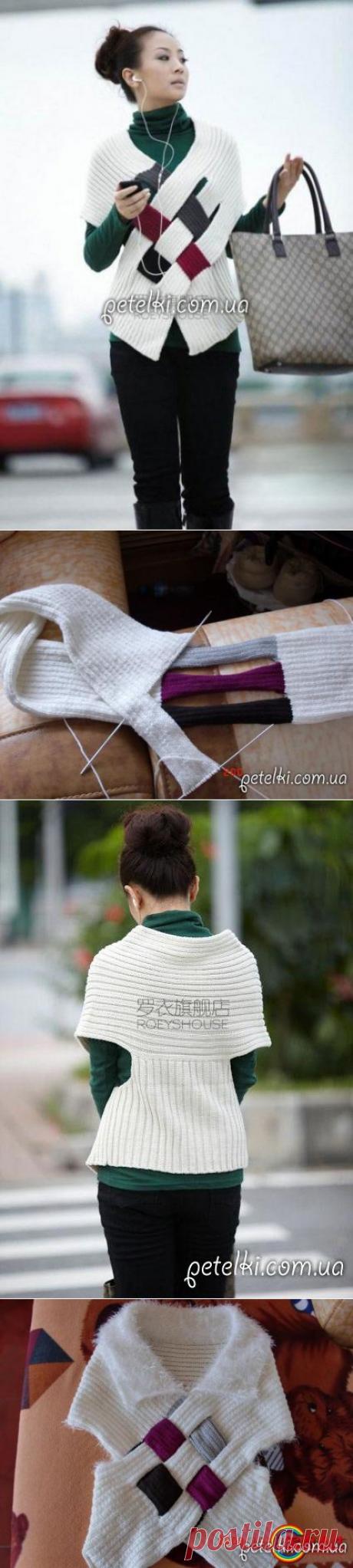 Необычный шарф-жилет спицами