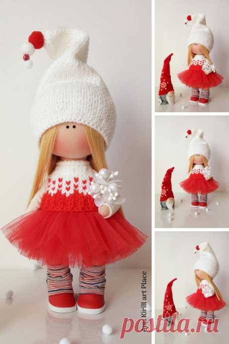 Christmas Fabric Doll Love Winter Doll Cloth Rag Doll Tilda | Etsy