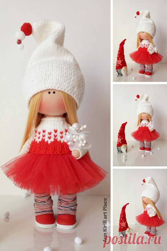 Christmas Fabric Doll Love Winter Doll Cloth Rag Doll Tilda | Etsy