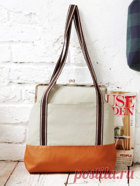 A4ファイルも入って便利!カジュアルな がま口トートバッグの作り方(バッグ) | ぬくもり