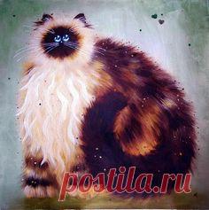 Глазастые кошки художницы Kim Haskins :: Коты и кошки - рисунок, графика, живопись