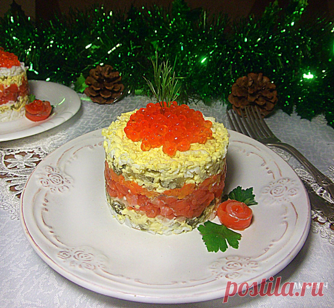 Салат "Нежный"с форелью