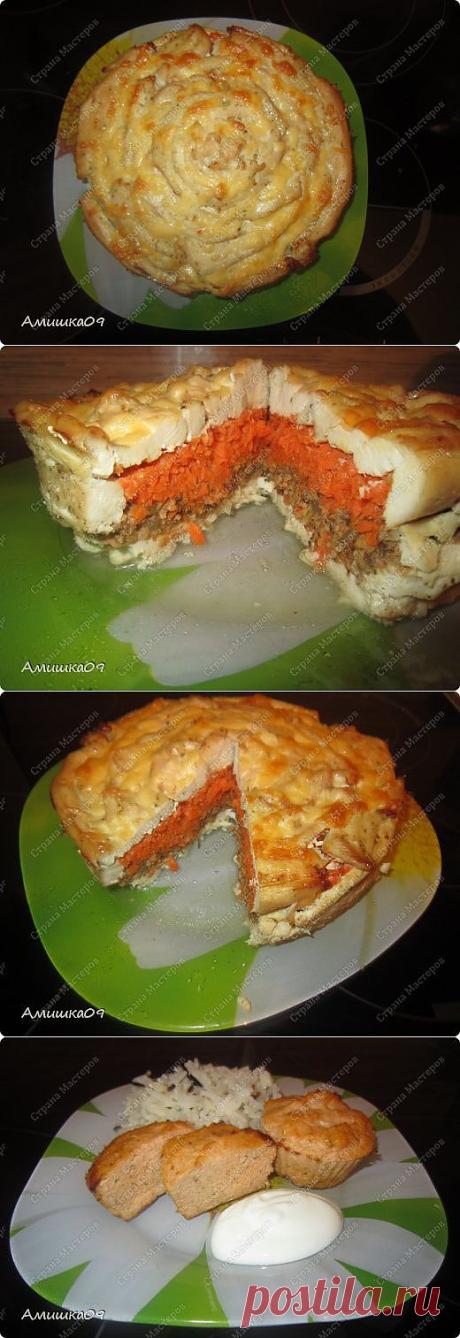 Пирог из куриной грудки "Чайная роза" и суфле из горбуши | Страна Мастеров