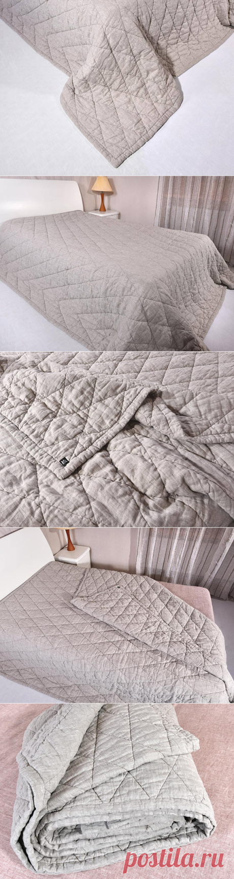 Linen winter quilt Color Natural Flax Quilted Linen