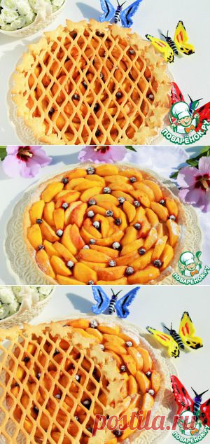Персиковый пирог с бабочками - кулинарный рецепт