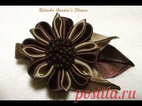 Kanzashi #115 - Como fazer Flor de Tecido Cetim , Pétala dupla encaixada ! DIY. PAP - Flower / 簪
