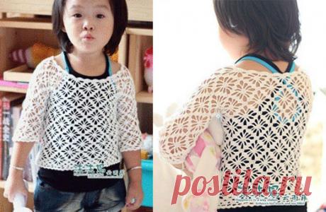 Филейная кофточка для девочки. Схема