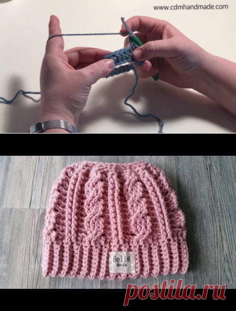 Cabled Messy Bun Bow Hat Stitch Tutorial - YouTube