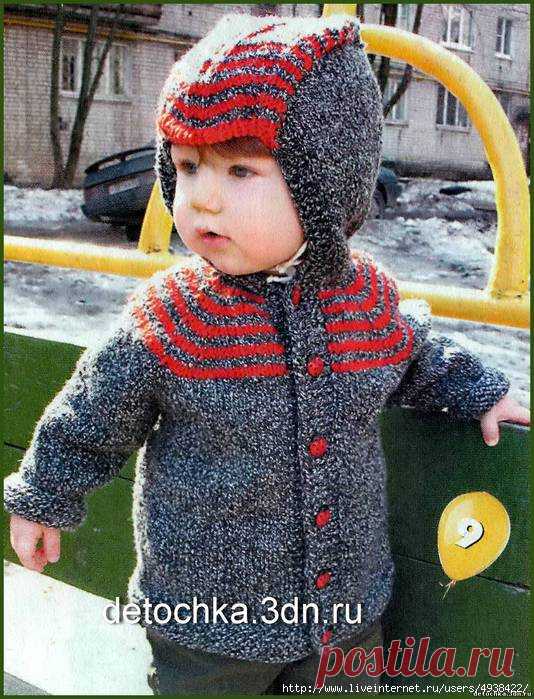 Вяжем жакет с капюшоном для малыша.
