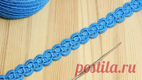 Ленточное кружево с пышными столбиками - вязание крючком - Crochet