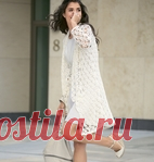 Легкий и свободный белый кружевной кардиган
