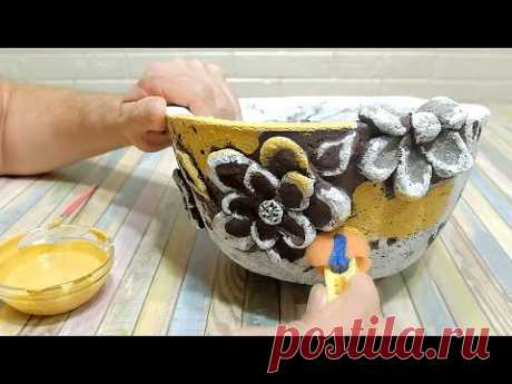 DIY Concrete Flower Pot / Cement Ideas - YouTube