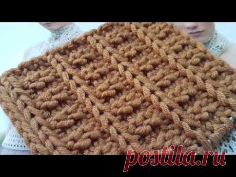 Вяжем очень эффектный рельефный узор спицами 🍫 knitting pattern. - YouTube