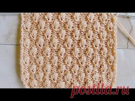 Рельефный узор с шишечками Вязание спицами Видеоурок 234