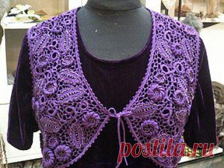 Создание болеро в технике ирландского кружева с использованием бисера - Вязание - Моя копилочка