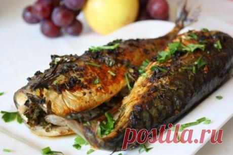 Скумбрия с зеленью в духовке — Домашняя кулинария