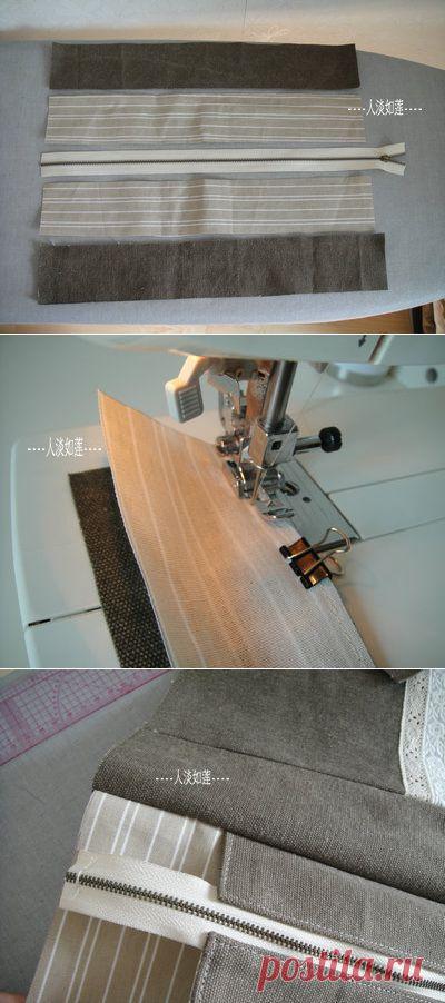 КАК ВШИТЬ МОЛНИЮ В СУМКУ.