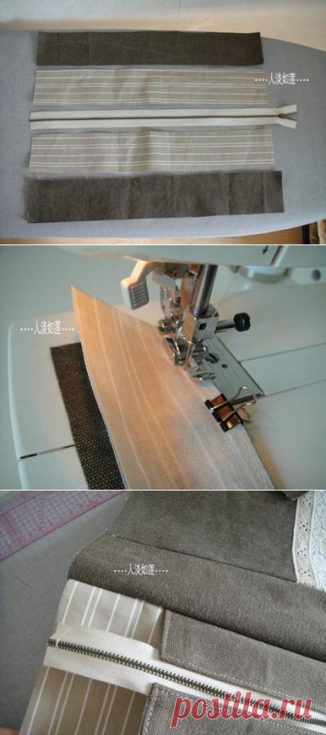 КАК ВШИТЬ МОЛНИЮ В СУМКУ.