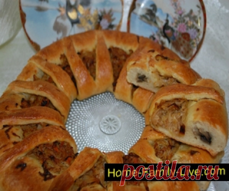 Пирог с капустой и грибами - пошаговый рецепт с фотоКулинарные рецепты