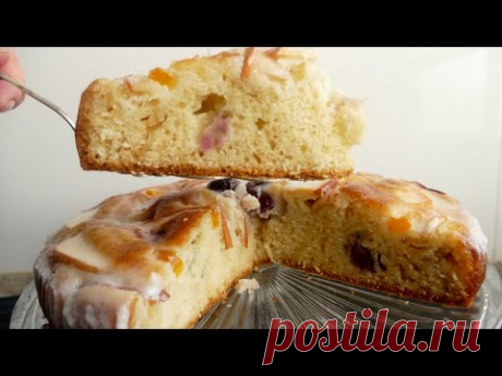 Возьмите стакан кефира и приготовьте очень вкусный заливной пирог с фруктами и ягодами!