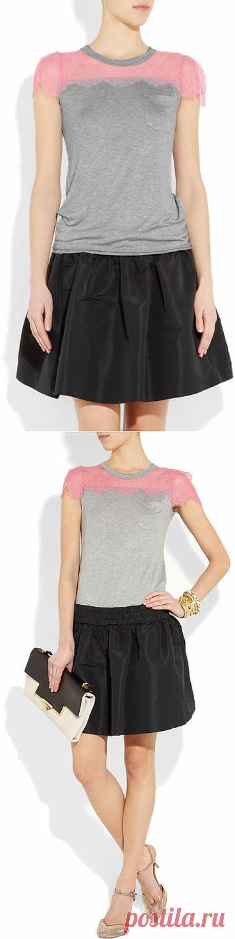 Футболка с кружевной вставкой Red Valentino / Футболки DIY / Модный сайт о стильной переделке одежды и интерьера