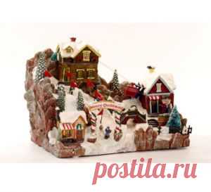 Светильники и керамические домики с подсветкой