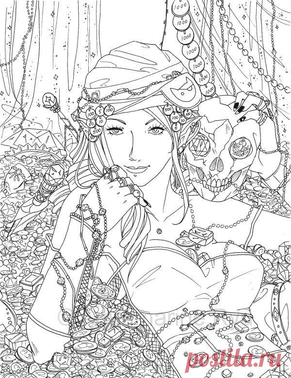 раскраски для взрослых девушки (73) | Рисовака