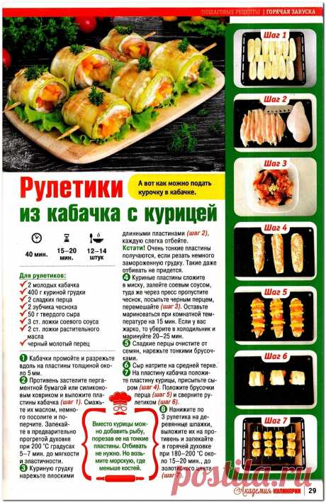 Рулетики из кабачка с курицей